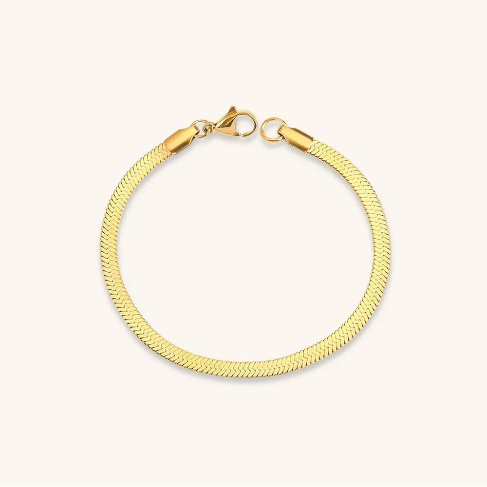 Herringbone 14k gold plated bracelet.
